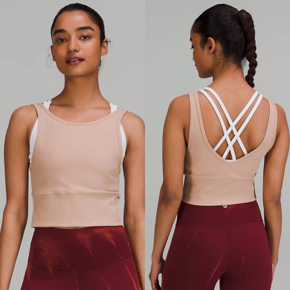 Lululemon power pivot ribbed‎ tank Clay pink Women’s Size 4